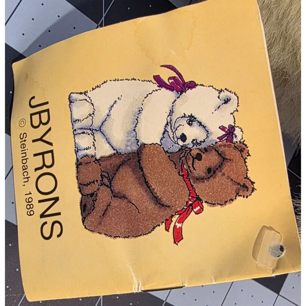 Vintage JBYRONS Bonnie White Teddy Bear Plush 1989 Steinbach w/ Tag